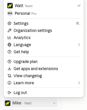 Claude account settings showing the current plan